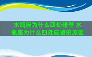 水瓶座为什么四处碰壁 水瓶座为什么四处碰壁的原因